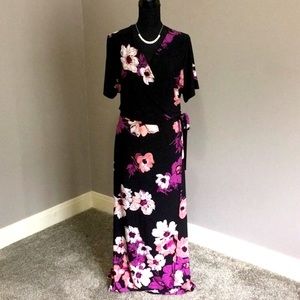 Faux Wrap Floral Maxi Dress